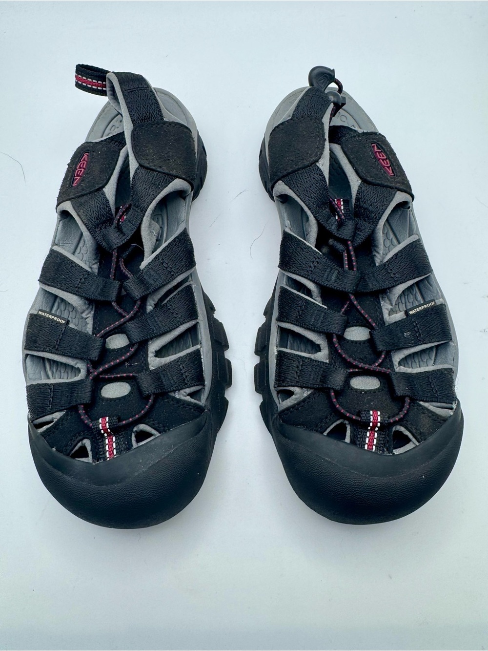 Keen Black and Gray and Burgundy Closed-Toe Sport Sandals